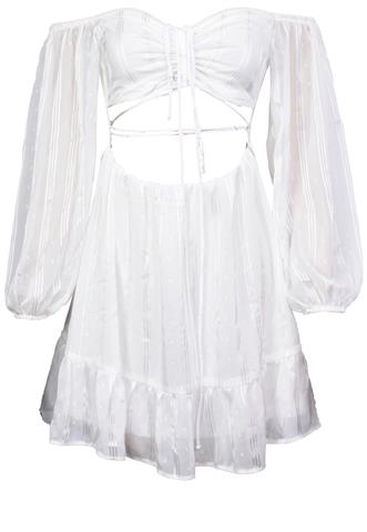 Vestido Acostamento Transparência Branco