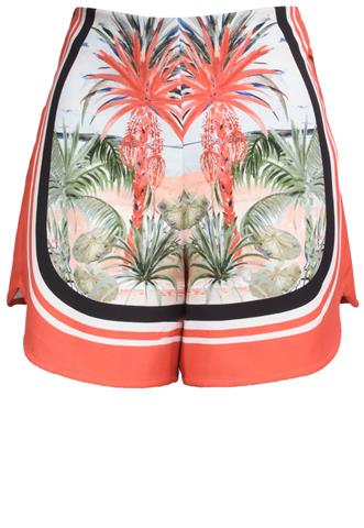 Short Acostamento Estampando Laranja/Branco/Preto