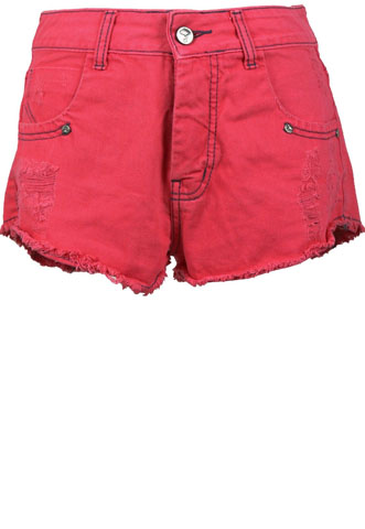 Short Jeans Afghan Color Vermelho