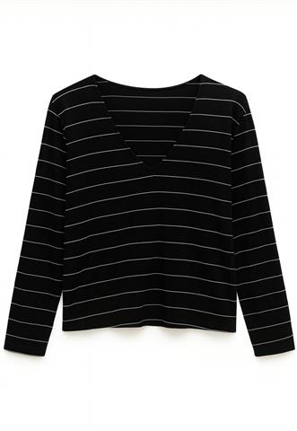 Blusa Alcaçuz Listras Preta/Cinza