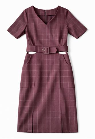 Vestido Amaro Xadrez Vinho/Prata