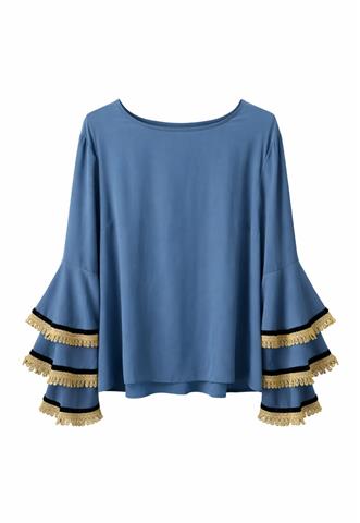 Blusa Anne Fernandes Flare Azul
