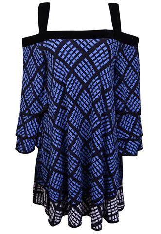 Vestido Animale Jersey Preto/Azul