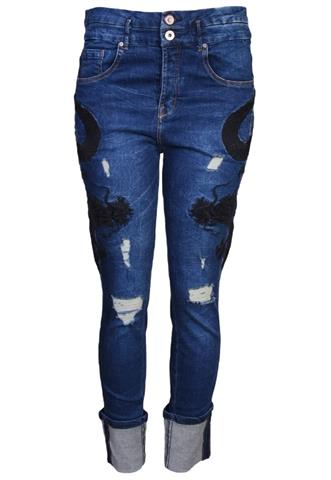 Calça Animale Jeans Bordado Dragão Azul