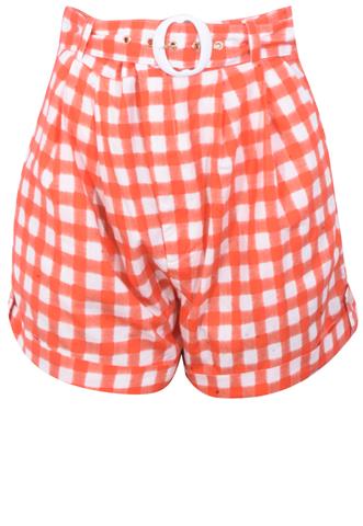 Short Animale Tricoline Laranja/Branco