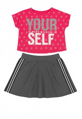 Conjunto Amora Brilho Rosa/Cinza