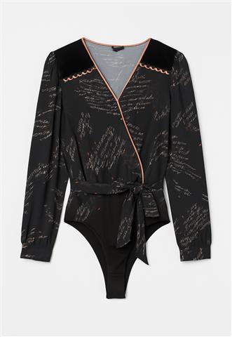 Body Antix Estampado Preto/Rosa