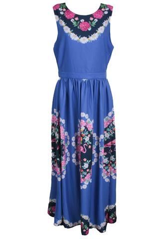 Vestido Antix Longo Floral Azul