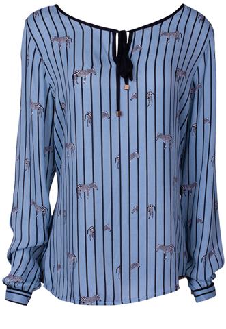 Blusa Any Day Zebra Azul/Preta