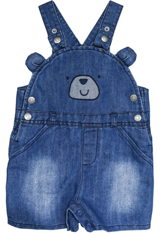 Jardineira Jeans Baby Club Urso Azul