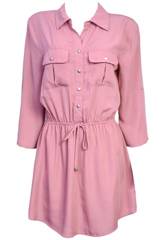Vestido Be Bop Acinturado Rosa
