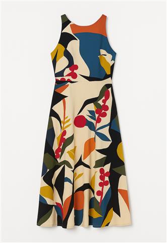 Vestido Cantão Sem Mangas Bege