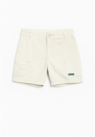Short Cantão Sarja Bege