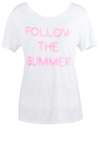 Camiseta Canal Neon Branca/Rosa