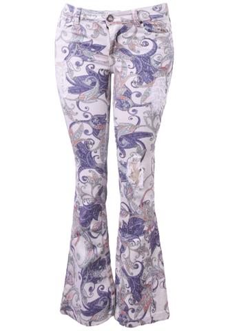 Calça Jeans Canal Flare Estampada