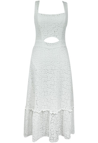 Vestido Midi Cheroy Renda Branco