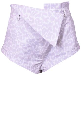 Short Carlota Costa Animal Print Branco/Cinza