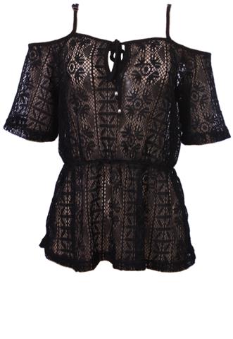 Blusa Costume Vazada Preta