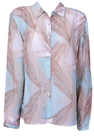 Camisa Cortelle Estampada Azul/Marrom
