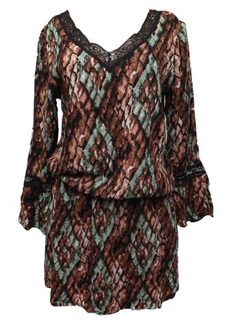 Vestido Dafiti Estampado Marrom/Verde