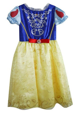 Vestido Fantasia Branca de Neve Azul/Amarelo