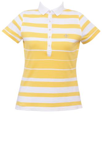Camisa Polo Dudalina Listrada Amarela/Branca