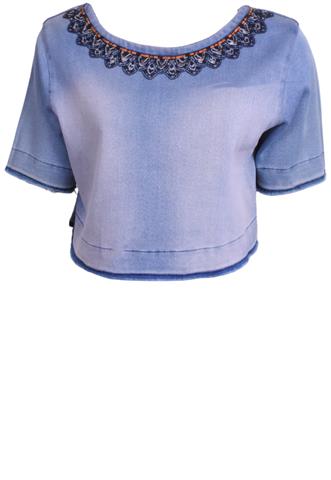 Blusa Espaço Fashion Jeans Azul