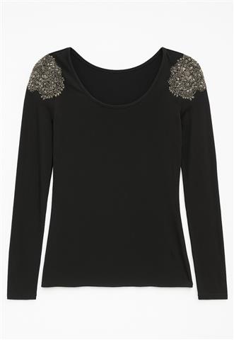 Blusa Ellus Manga Longa Preta