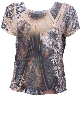 Blusa Equus Estampada Bege/Preta