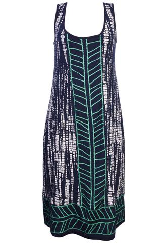 Vestido Entretons Estampado Azul