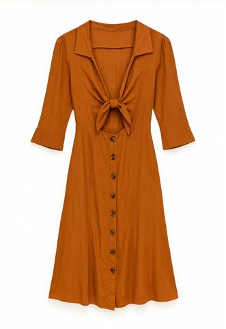 Vestido Farm Liso Marrom