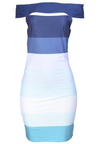 Vestido Flor do Caribe Ombro a Ombro Azul