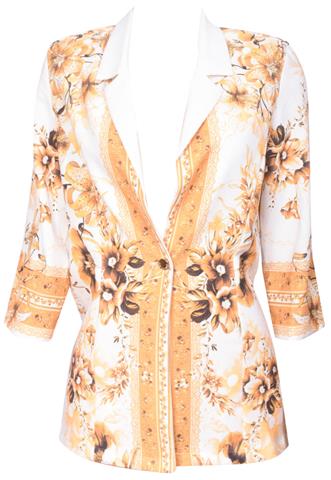 Blazer Flor do Caribe Flores Branco/Amarelo