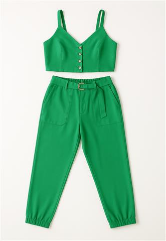 Conjunto Flor do Caribe Liso Verde