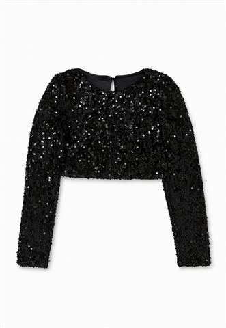 Cropped Fernanda Shammas Paetê Preto