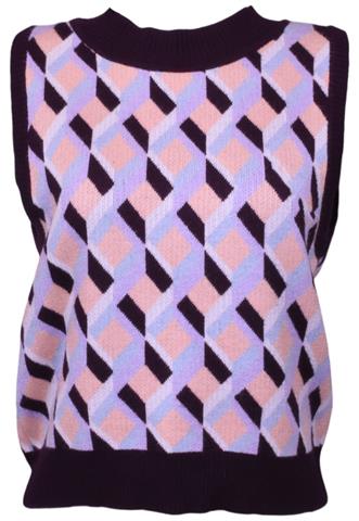 Colete Forever 21 Losangos Roxo/Azul/Branco