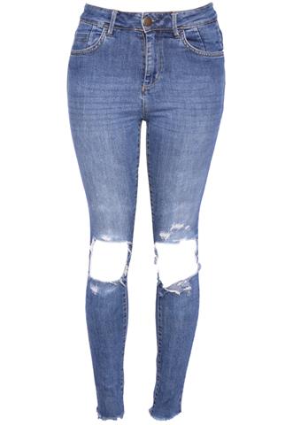 Calça Jeans Forever 21 Destroyed Azul