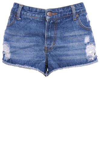 Short Jeans Forever 21 Distressed Azul