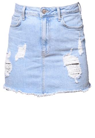 Saia Jeans Forever 21 Destroyed Azul