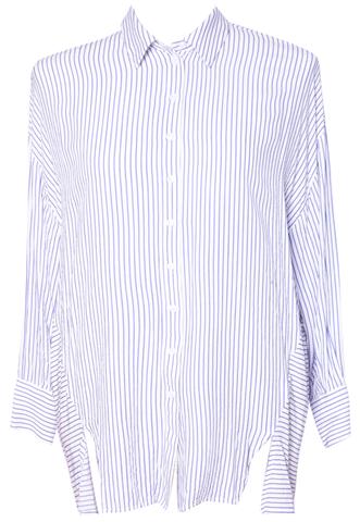 Camisa Forever 21 Listrada Branca/Azul