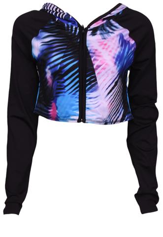 Jaqueta Forever 21 Estampada Preta/Azul/Rosa