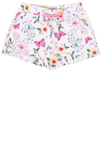 Shorts Fuzarka Borboletas Bege