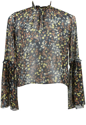 Blusa FYI Floral Preta/Amarela