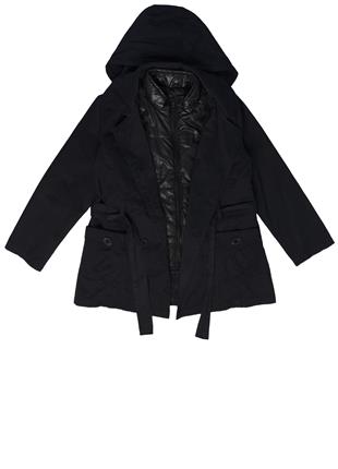 Trench Coat Girls Collection Botões Preto