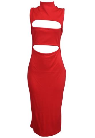 Vestido Ginger Recortes Vermelho