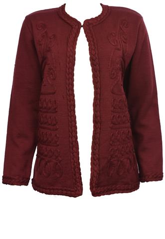 Cardigan Geneve Tricot Trança Vinho