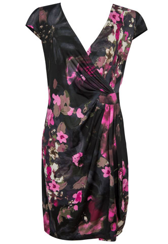 Vestido Gregory Transpassado Preto/Rosa