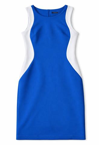 Vestido Gregory Liso Azul/Branco
