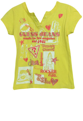 Camiseta Guess Estampada Amarela/ Rosa