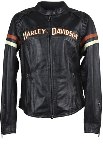Jaqueta Harley-Davidson Couro Preta/Laranja